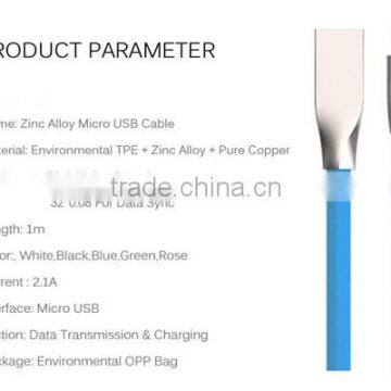 Zinc Alloy USB Data Charger Cable Cord Line for IPhone 6S 5S 5 6 Plus i Pad IPod