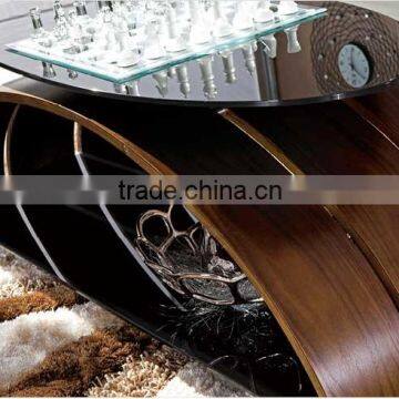 Black Bend Wood Tabld Tempering Glass Table S113