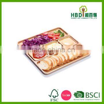 Hot selling wooden divided tray with plate bamboo tray wholesale