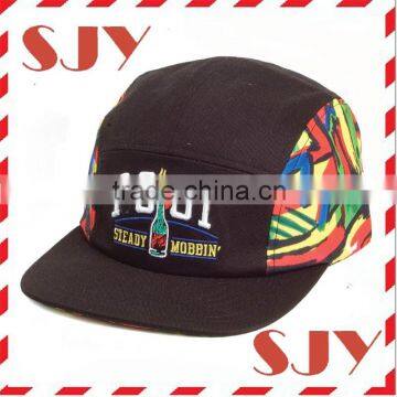 plain black leather snapback flat short brim 5 panel cap