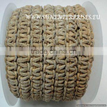 Braided Leather cords -Stair braided round leather cords 10mm-natural