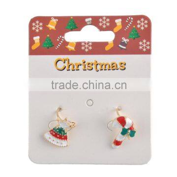 Newest Christmas Earring Korea Style Colorful Crystal Earrings Father Christmas Jewelry For Girl