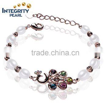 latest design peacocks shaped fancy fatastic white designer pearl bracelet