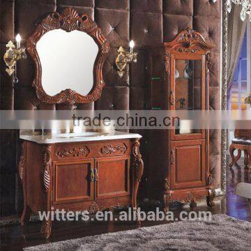 Luxury Hand Carved Wooden Bathroom Vanity Set, Retro Wooden Bathroom Vanity Cabinet With Single SinkWTS305