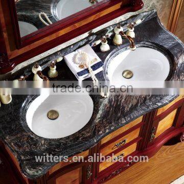 Luxury Royal Living Room Furniture Classic Solid Wood Bathroom Vanity Kit With Basin Sink and Faucet WTS802 photo-3