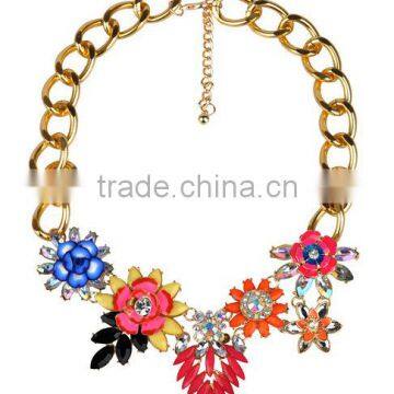 New Luxury Multicolor Flower Choker Collar Vintage Statement Necklace Women 2014