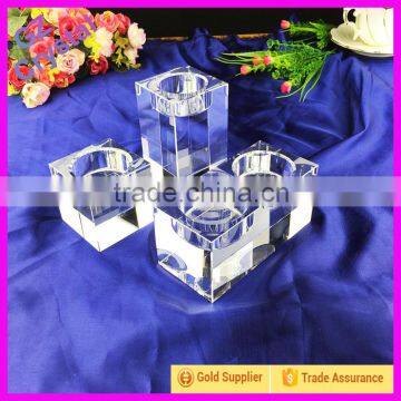 K9 Material Cubic Crystal Glass Candelabra For Table Center