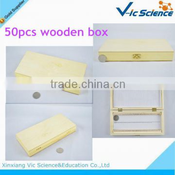 50pcs micro glass prepared slides plain wooden box