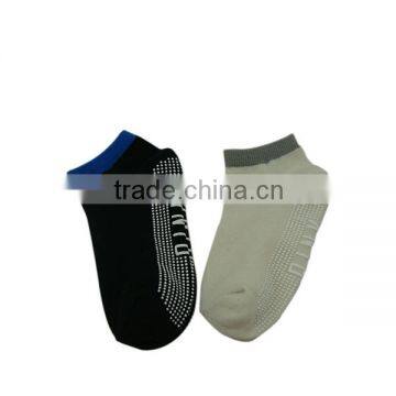 Haining GS custom plain pure colored white pvc anti-slip diffrerent color cuff cotton women ankle grip trampoline socks