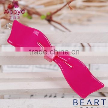 Hot sale AICCYO hight quality product red bow hair clip plastic resin kids bobby pin