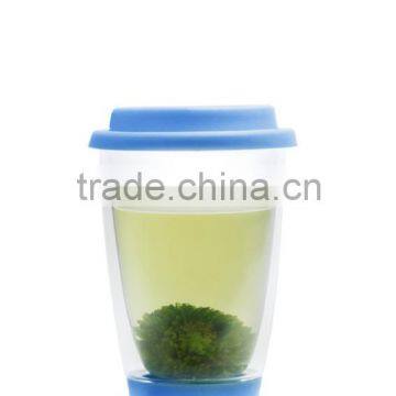 high quality hand made glass tea coffee cup/glass mug with lid handle