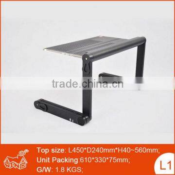 Portable folding adjustable laptop bed table with usb fan