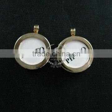 14mm round bezel base tray setting 14K light gold plated brass photo frame brass custom pendant charm locket DIY1850232