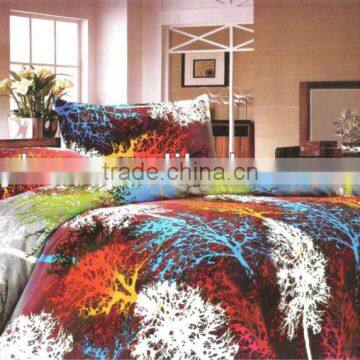 colorful tree printed brushed fabric bed sheet end product