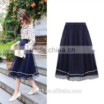 Women Fashion Gauze Long Skirt Pleated Stylish Girl Skirt