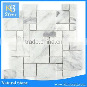 Fashional designed 10mm thickness white square marble mosaic for kitchen