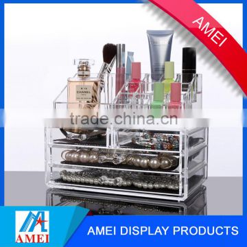 China gold factory and clear acrylic makeup organizerdisplay storage box