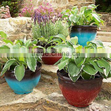 outdoor decorative plastic gradient colored planter