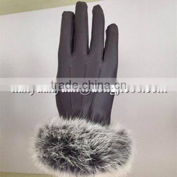 Flexible Magic Suede Fashion Winter Fur Fingerless Leather Gloves photo-1
