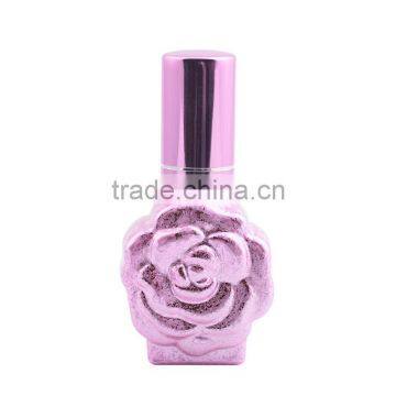 Rose Flower Shaped Crackle Color Glass Bottle Empty Mini Aluminum Atomizer Glass Spray Perfume Bottle