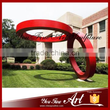 Outdoor Painted Red Stainless Steel Ring Sculpture