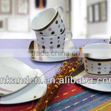 hand made decaled white ceramic coffee sets