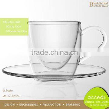 Unique Shape Lead Free Glass Espresso Cups And Saucers photo-5