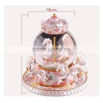 Exclusive Resin Carrousel Rotate LED Music Snow Globe photo-4