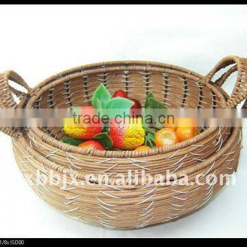 Round woven iron frame storage baskets made of paper rope