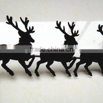 RH-4566 Christmas Reindeer Sleigh Metal Candle Holder With 3 Red Glass Candle Holder photo-5