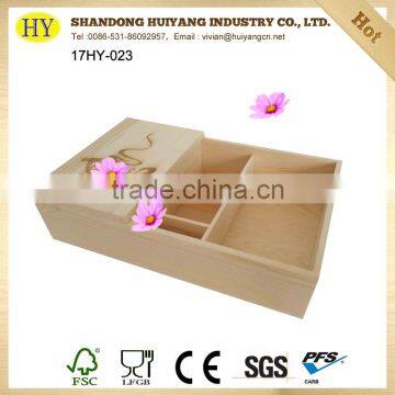 unfinished pine wooden tea box wholesale