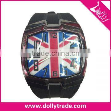 Fashion Silicon UK Black Flag Watches for Promotional Gifts