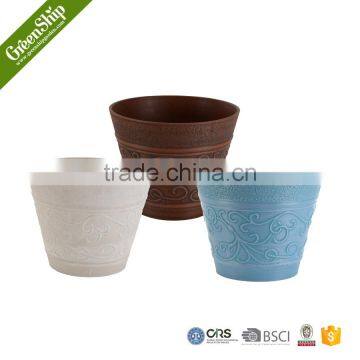 Antique Style Hand Carved Wholesale Price And High Quality Round Plastic Flower Pot For Garden Ornaments photo-2