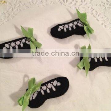 Hot sell Adorable Black Felt Irish Dance Shoes Mini Applique made in China