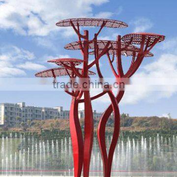 Stainless Steel Red Color Decorative Outdoor Metal Tree Abstract Art Sculptures photo-3