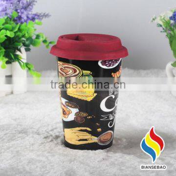 No Handle Custom Ceramic Travel Coffee Mug With Silicone Lid photo-3