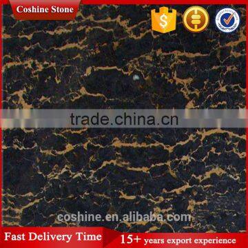 Italy polished portopo marble black golden flowers marble