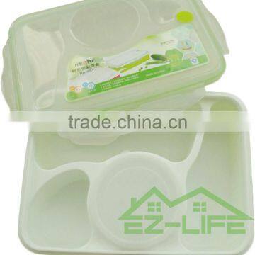 Multifunctional BPA Free Plastic Bento Lunch Box 4 Compartments for Adults With Soup Bowl