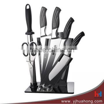 7pcs ABS Handel Stainless Steel Knife Set with Crystal Acrylic Block