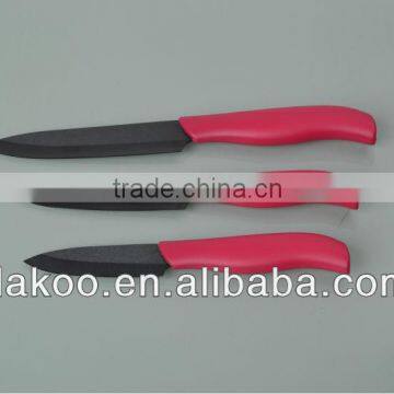 3 Pieces Red Color PP+TPR Handle Zirconia Chef/Paring Knife