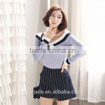 2017 Fashion Woman Sweater V-neck Loose Pullover Sweater Cheap Woman Sweater photo-2