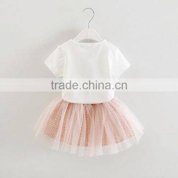 2017 Wholesale Children's Boutique Clothing Set Girls Fancy White Shirt With Floral Skirt photo-3