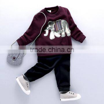 Boys Sweater Suit 2 Pcs Leisure Set Clothes With Elephant Applique photo-3