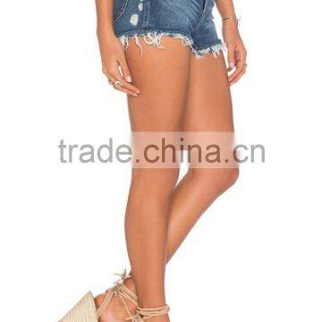 Hot Sale High Rise Custom Sexy Denim Shorts Women OEM Service photo-2