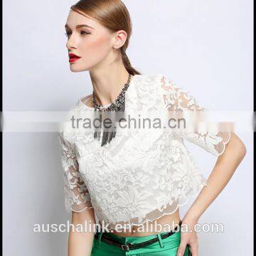Latest Summer Girls Sexy Lace Crop Top Design Wholesale Price photo-2