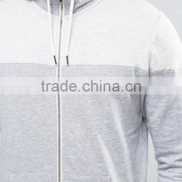 Custom With Hood Contrast White Grey Colour Men's 65% Polyester 35% Cotton Casual Regular Fit Zip Open Blank Fleece Hoodies photo-3