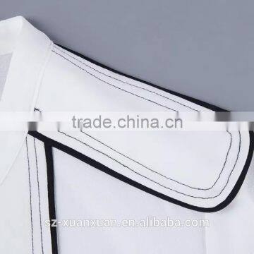 Hot Selling Plain White Cotton Long Sleeve O-neck Ladies Officeware Shirt photo-4