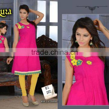 Straight Lining Designer Embroidery Pure cotton Kurtis/western kurti designs