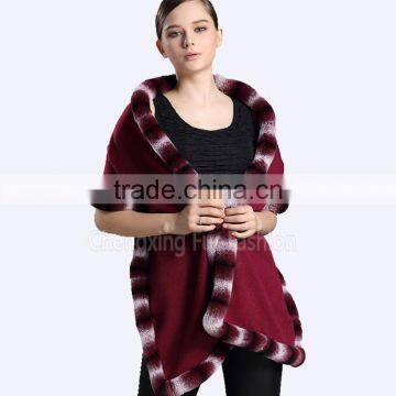 CX-B-P-46C Women Fashion New Design Pashmina Shawl With Fur