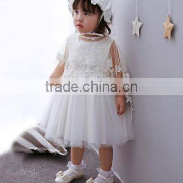 Baby Clothes Wholesale Hot Sale Chiffon Cheap 2017 Baby Clothing Children's Boutique Sleeveless Summer White Flower Girl Dress photo-6